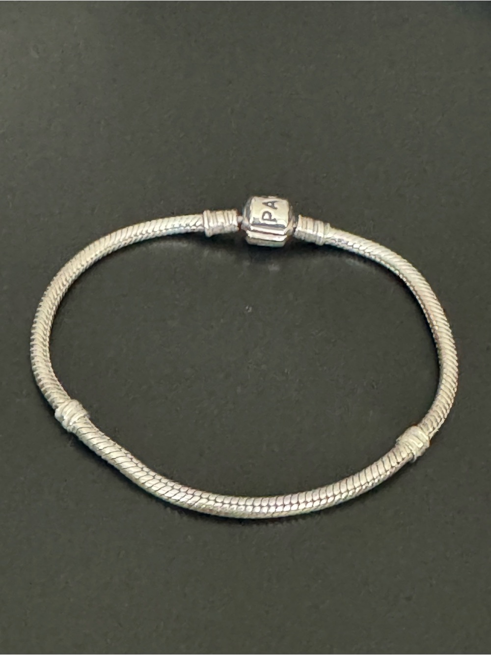 Pandora Sterling Silver Snake Chain Charm Bracelet - Silver Size 7
